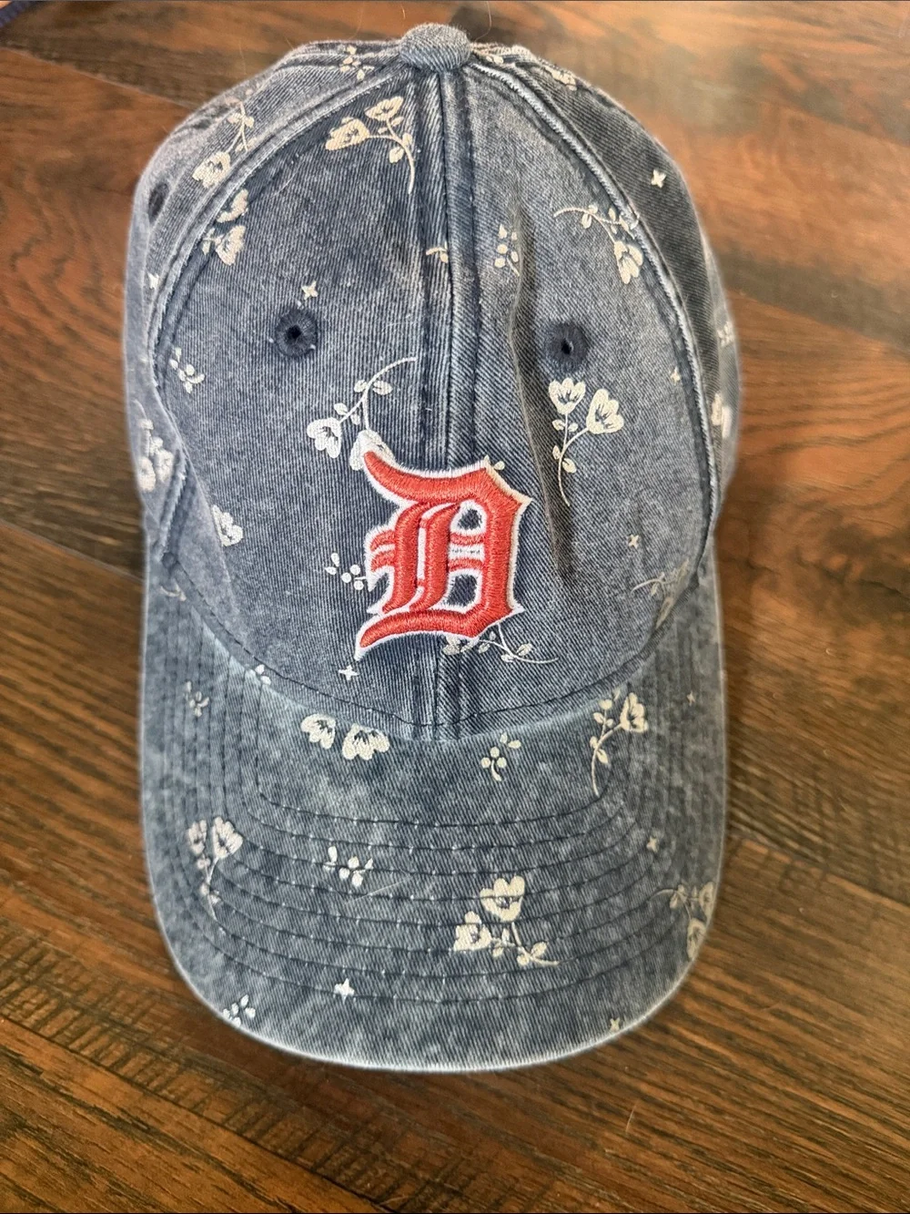 New Era Blue Floral Denim Cap with Red 'D' Patch